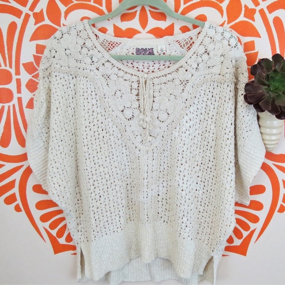 Rosie Neira Tops - Rosie Neira Creme Boho Crochet Blouse OS